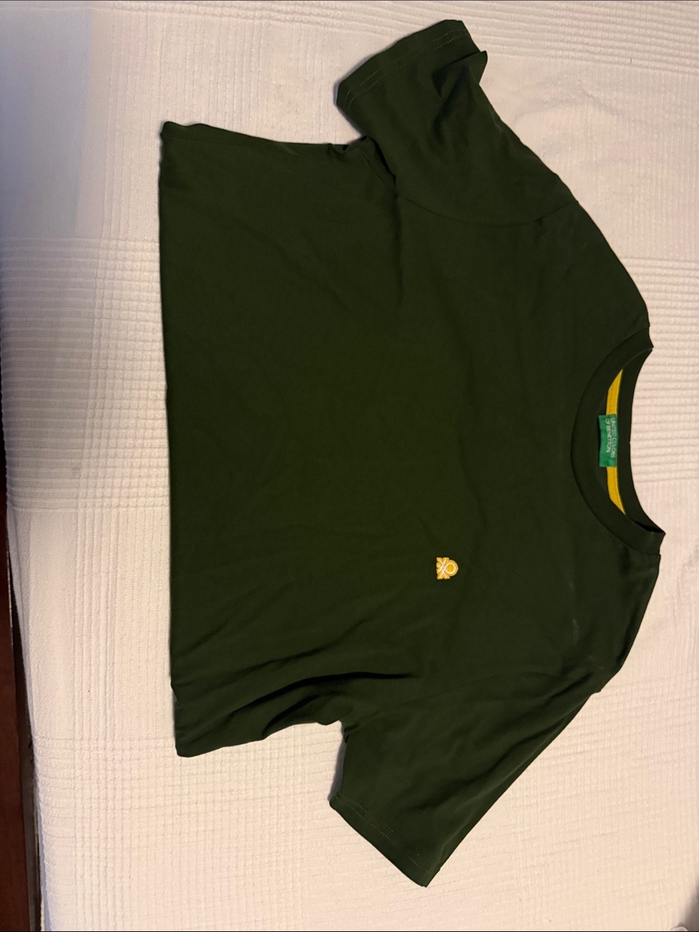 United Colors Of Benetton Dark Green Short Sleeve Tee with Yellow Emblem